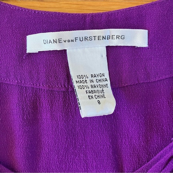 Diane Von Furstenberg Parlian Shift Tunic Long Sleeve Tassel Mini Dress Purple - Picture 4 of 11